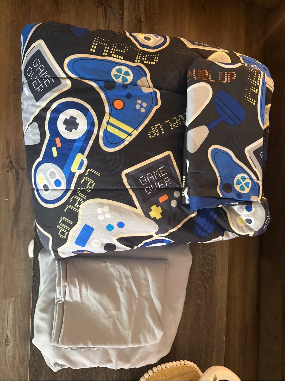 Video Game Controller Comforter Set in Black & Blue - Gaming Bedding